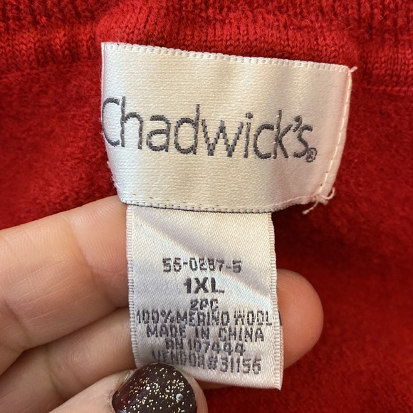 Chadwick red zip-up cardigan sweater. 1XL - Picture 7 of 9
